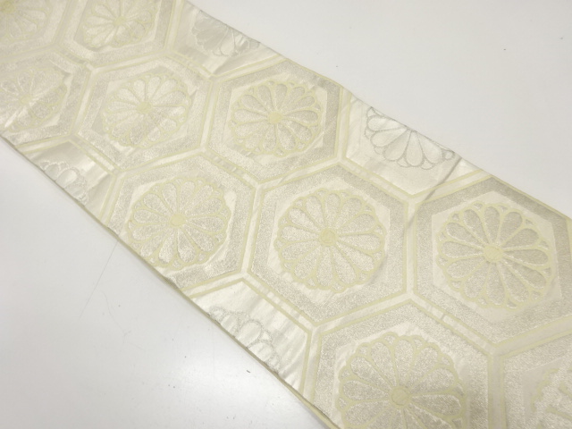 JAPANESE KIMONO / ANTIQUE FUKURO OBI / SILK / WOVEN KIKKO PATTERN